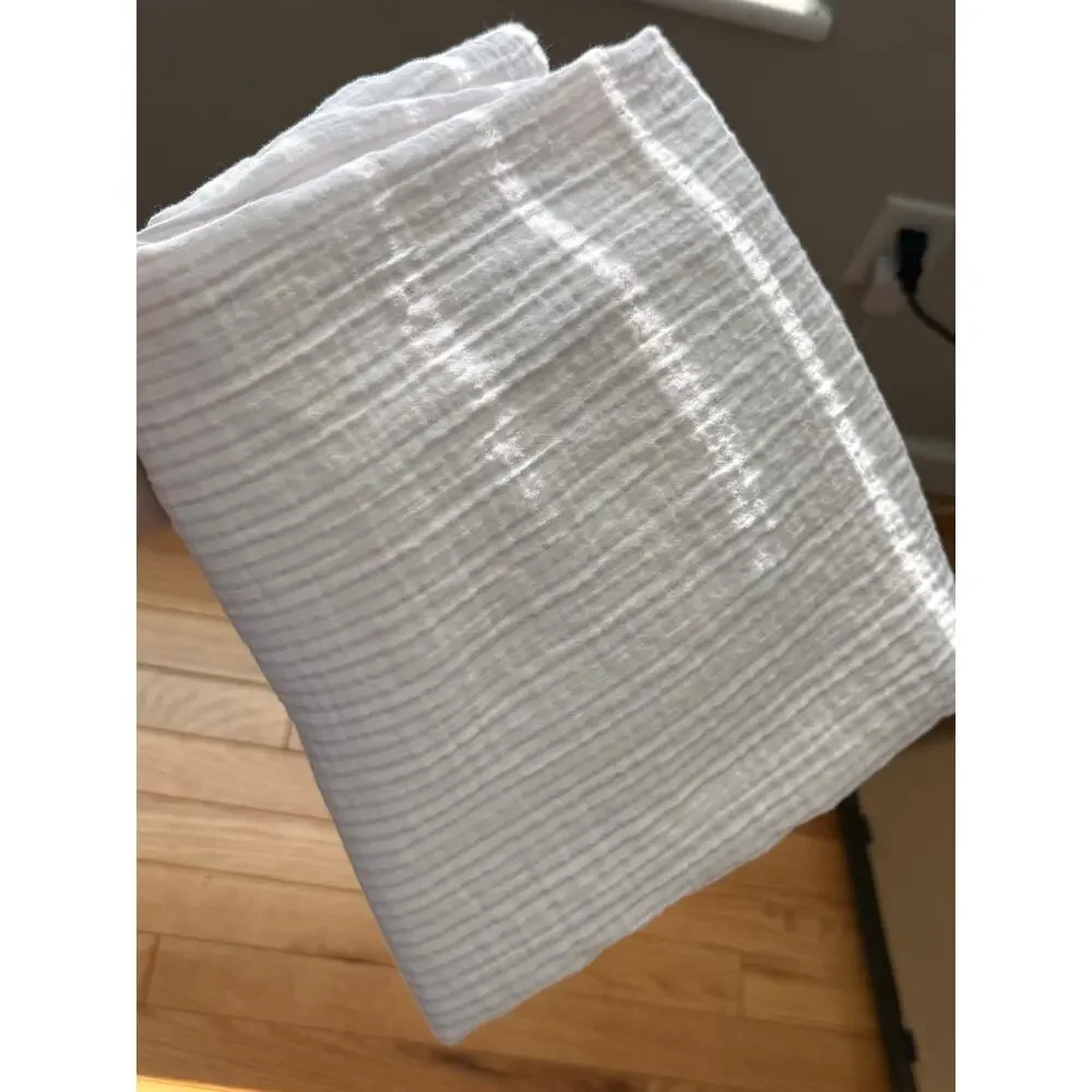 Restoration Hardware Baby & Child Gauze Cotton Baby Blanket White Pink Stripe